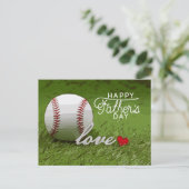 Carte Postale Baseball Bonne Fête des pères sur vert avec amour (Debout devant)