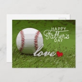 Carte Postale Baseball Bonne Fête des pères sur vert avec amour (Devant / Derrière)