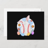 Carte Postale Baseball Bunny Pâques Funny Bunny Pâques Baseball (Devant / Derrière)