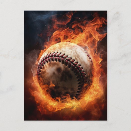 Carte Postale Baseball en feu (Devant)
