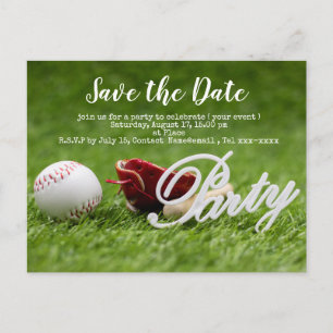 Carte Postale Baseball enregistrer la date avec balle, batte et 