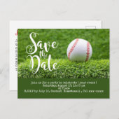 Carte Postale Baseball enregistrer la date avec balle sur l'herb (Devant / Derrière)