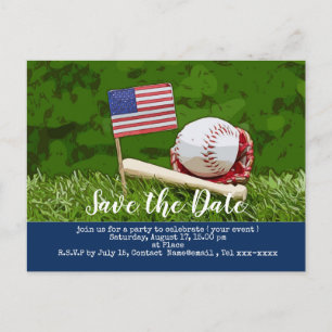 Carte Postale Baseball enregistrer la date avec le drapeau d'Amé