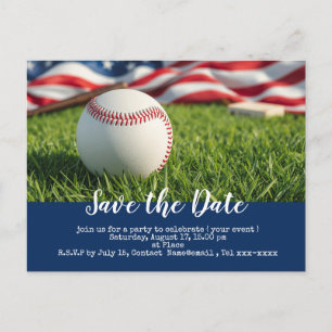 Carte Postale Baseball enregistrer la date avec le drapeau de l'