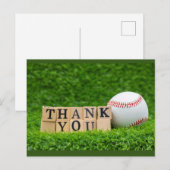 Carte Postale Baseball et batte avec le mot Merci. sur fond vert (Devant / Derrière)