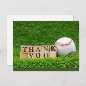 Carte Postale Baseball et chauve-souris avec Merci. (Devant / Derrière)