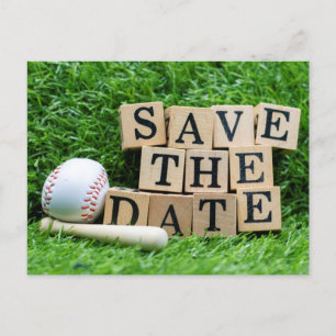 Carte Postale Baseball et chauve-souris avec sauver la date sur 