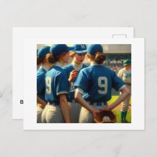 Carte Postale Baseball Huddle, (Devant / Derrière)