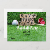 Carte Postale Baseball Party enregistrer la date sur l'herbe ver (Devant / Derrière)