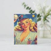 Carte Postale Baseball pin-up vintage (Debout devant)