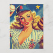 Carte Postale Baseball pin-up vintage (Devant)