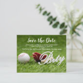 Carte Postale Baseball sauve la date avec balle, batte et gant (Debout devant)