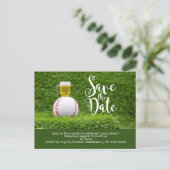 Carte Postale Baseball sauve la date avec Verre de Bière  (Debout devant)