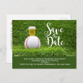 Carte Postale Baseball sauve la date avec Verre de Bière  (Devant / Derrière)