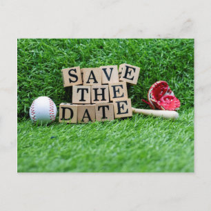 Carte Postale Baseball Sauvegarder la date avec balle et batte s