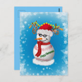 Carte Postale Baseball Snowman Décoré De Snacks Populaires (Devant / Derrière)