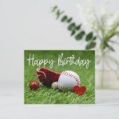 Carte Postale Baseball sur l'herbe verte avec amour pour Anniver (Debout devant)