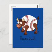 Carte postale Basebull Funny Bull Baseball (Devant / Derrière)