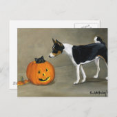 Carte postale "Basenji Halloween" Dog Art (Devant / Derrière)