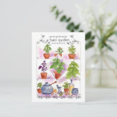 Carte Postale Basil Garden Aquarelle Herbe Art Pesto Ail (Debout devant)