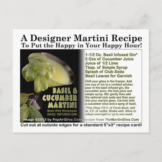 Carte postale Basil Gin infusé Concombre Martini R (Devant)