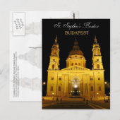 Carte Postale Basilique Saint-Etienne la nuit, Budapest, Hongrie (Devant / Derrière)
