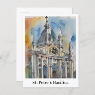 Carte Postale Basilique Saint-Pierre Aquarelle du Vatican Voyage