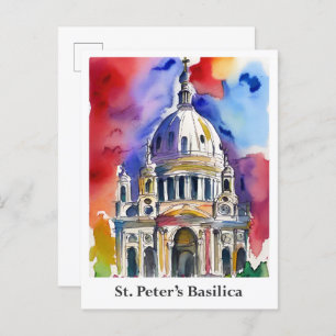 Carte Postale Basilique Saint-Pierre Aquarelle du Vatican Voyage
