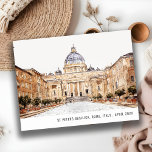 Carte Postale Basilique Saint-Pierre Rome Italie Aquarelle Voyag<br><div class="desc">Si vous avez besoin d'une plus grande personnalisation,  n'hésitez pas à m'envoyer un email sur yellowfebstudio@gmail.com. ou un message via Zazzle.</div>