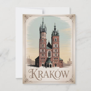 Carte Postale Basilique Sainte-Marie de Cracovie vintage