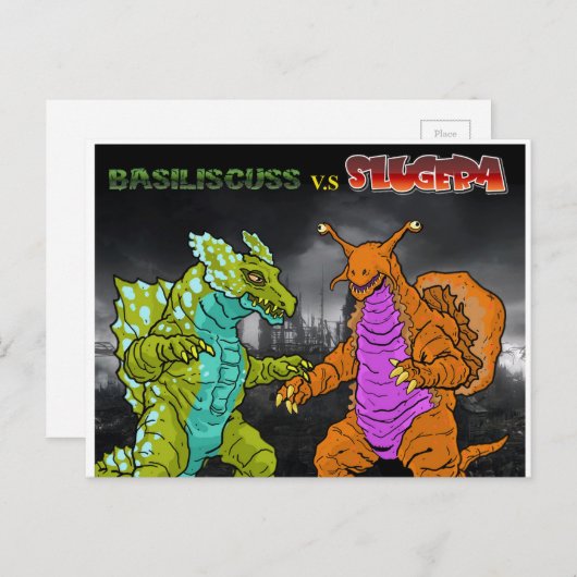 Carte postale Basiliscuss v.s Slugera (Devant / Derrière)