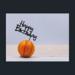 Carte Postale Basket avec Joyeux anniversaire sur arrière - plan<br><div class="desc">Basket-ball avec Joyeux anniversaire sur carte postale arrière - plan blanche</div>