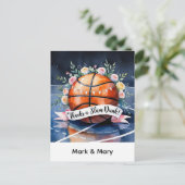 Carte Postale Basket-ball avec ballon Merci pour un mariage slam (Debout devant)