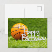 Carte Postale Basket-ball avec signe Joyeux Anniversaire sur her (Devant / Derrière)