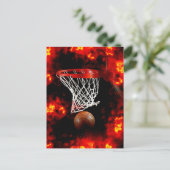 Carte Postale Basket-ball, balle et flammes (Debout devant)