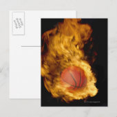 Carte Postale Basket-ball en feu (composite numérique) (Devant / Derrière)