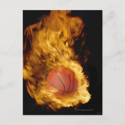 Carte Postale Basket-ball en feu (composite numérique) (Devant)