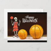 Carte Postale Basket-ball et fantôme Halloween (Devant / Derrière)