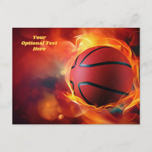 Carte Postale Basket-ball Flamme Texte Personnalisé