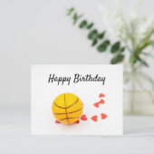 Carte Postale Basket-ball Joyeux anniversaire avec coeur rouge a (Debout devant)