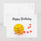 Carte Postale Basket-ball Joyeux anniversaire avec coeur rouge a (Devant / Derrière)
