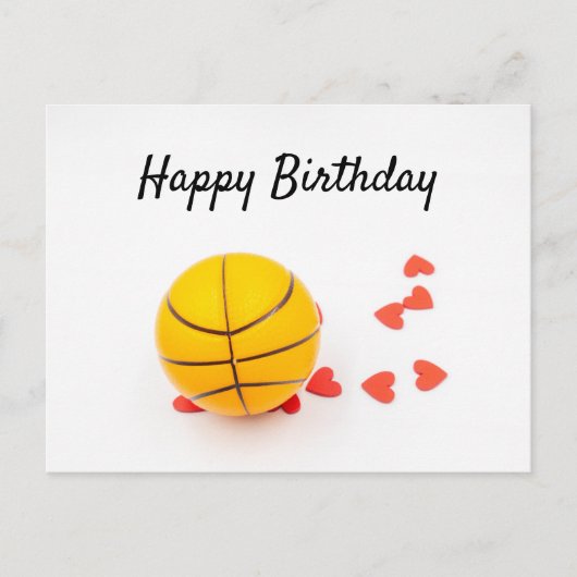Carte Postale Basket-ball Joyeux anniversaire avec coeur rouge a (Devant)