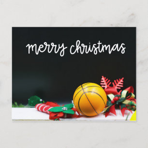 Carte Postale Basket-ball Joyeux Noël Flacon de neige rouge sur 