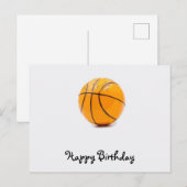 Carte Postale Basket-ball sur blanc arrière - plan heureux anniv (Devant / Derrière)