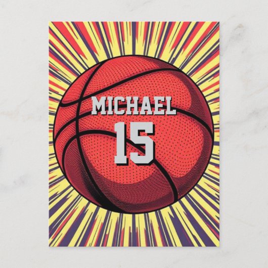 Carte Postale Basket-ball Votre nom Pop Art (Devant)