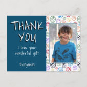 Carte Postale Basket Balls Blue Boy Photo Merci Anniversaire (Devant)