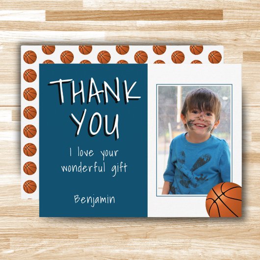 Carte Postale Basket Balls Blue Boy Photo Merci Anniversaire