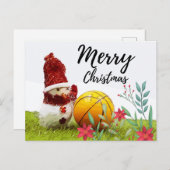 Carte Postale Basket Joyeux Noël avec Snowman en vert (Devant / Derrière)