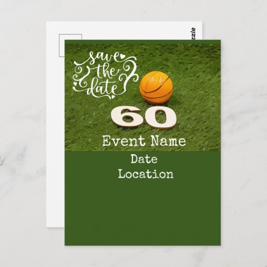 Carte Postale Basketball 60e anniversaire avec ballon Enregistr (Devant / Derrière)