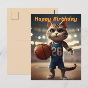 Carte Postale "Basketball avec une touche de Catitude" Anniversa